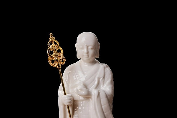 zensoullab Dehua White Porcelain Ksitigarbha Bodhisattva New Chinese Style Buddha Hall Entrance Ceramic Buddha Statue Craft Home Living Room Ornament