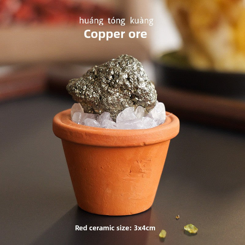 zensoullab Natural Crystal Raw Stone Mineral Pot Ornament Crystal Gemstone DIY Simulation Potted Plant Home Desktop Car Ornament