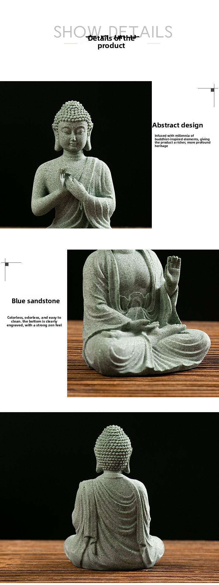 zensoullab New Buddha Statue Crafts Zen Fish Tank Landscape Ornament New Chinese Style Creative Entrance Home Decoration
