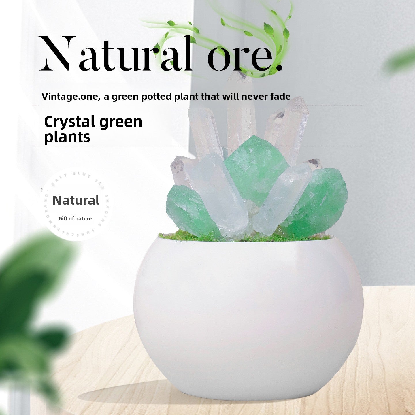 zensoullab Natural Crystal Raw Stone Mineral Potted Plant Artificial Crystal Column Fluorite Ornament Creative Desktop Aroma Stone Hot Sale