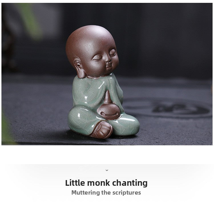 zensoullab Yunshang Tea Pet Ornament Creative Little Monk Purple Clay Backflow Incense Burner Tea Set Accessories Home Office Art Ornament