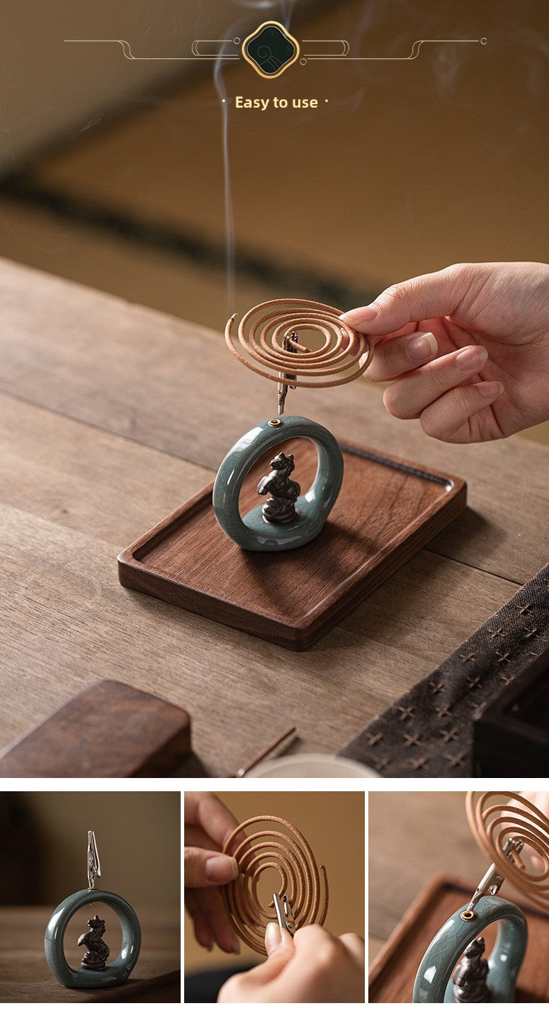 zensoullab Zen Style Small Monk Incense Holder Creative Dual-use Coil Incense Burner Incense Burner for Home Indoor Sandalwood Agarwood Incense Burner Ornament