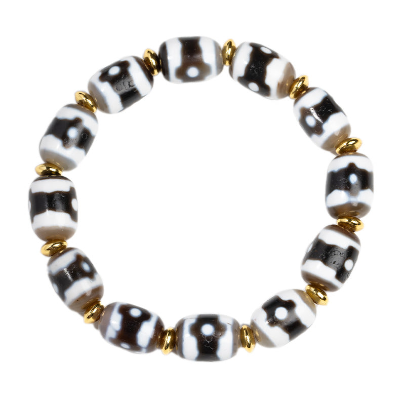 zensoullab Natural Tiger Tooth Dzi Bead Agate Bracelet Fashion Versatile High-Quality Unisex Couple Style Single Circle Bracelet In Stock