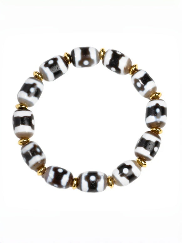 zensoullab Natural Tiger Tooth Dzi Bead Agate Bracelet Fashion Versatile High-Quality Unisex Couple Style Single Circle Bracelet In Stock