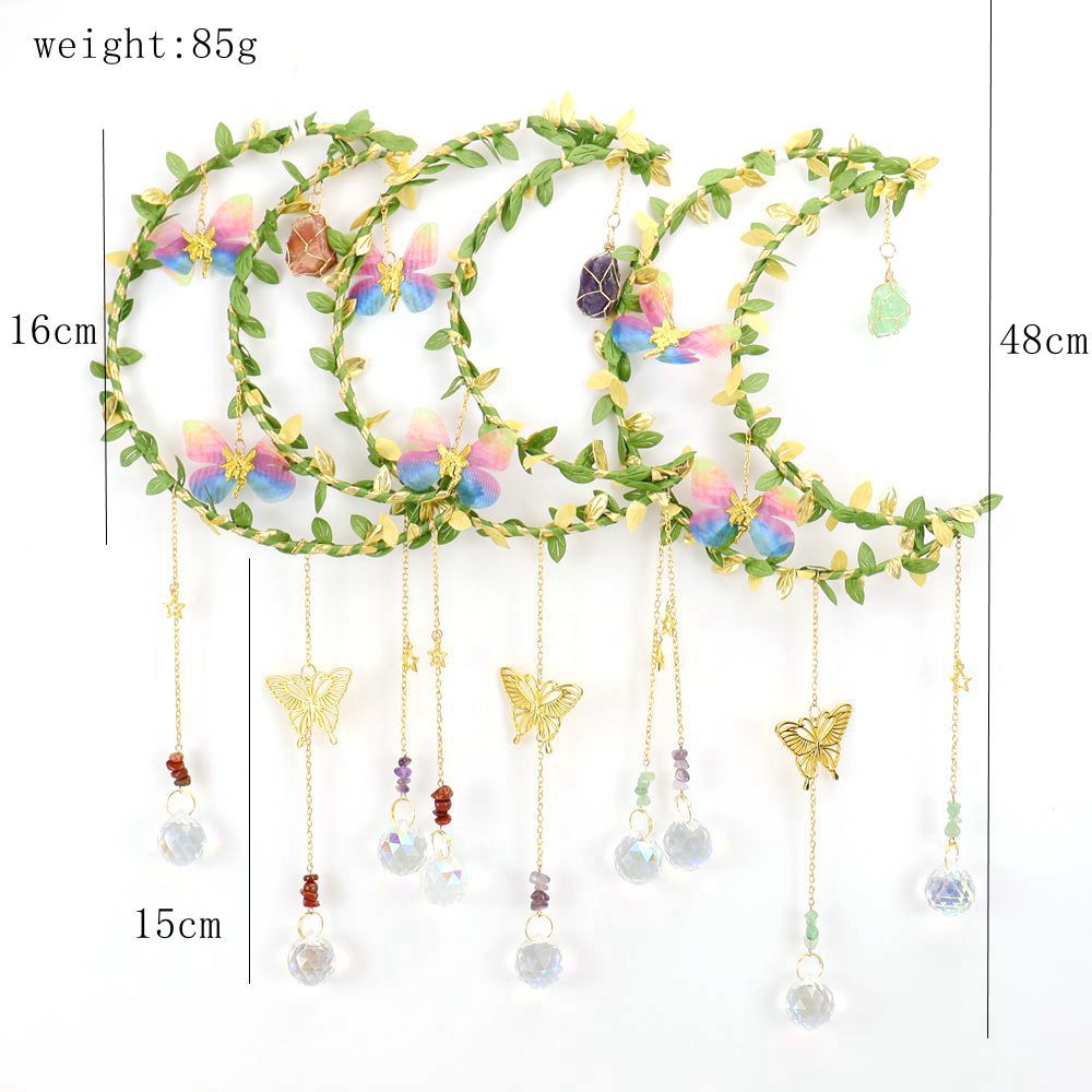 zensoullab Sun Catcher Wrapped Bougainvillea Angel Butterfly Tree Leaf Moon Wind Chime Garden Hanging Ornament Crystal Ball Decoration
