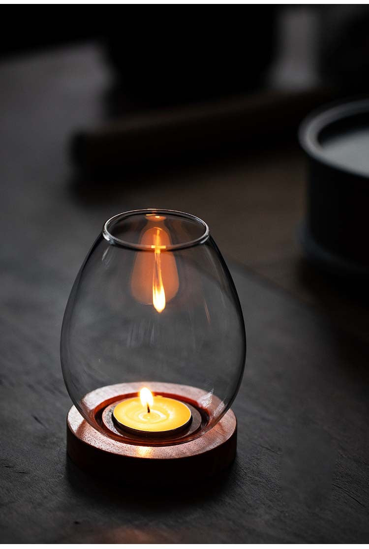 zensoullab Japanese Style Glass Candle Holder Creative Ornament Candle Romantic Home Zen Retro Aromatherapy Windproof Table Cover Desktop Decoration