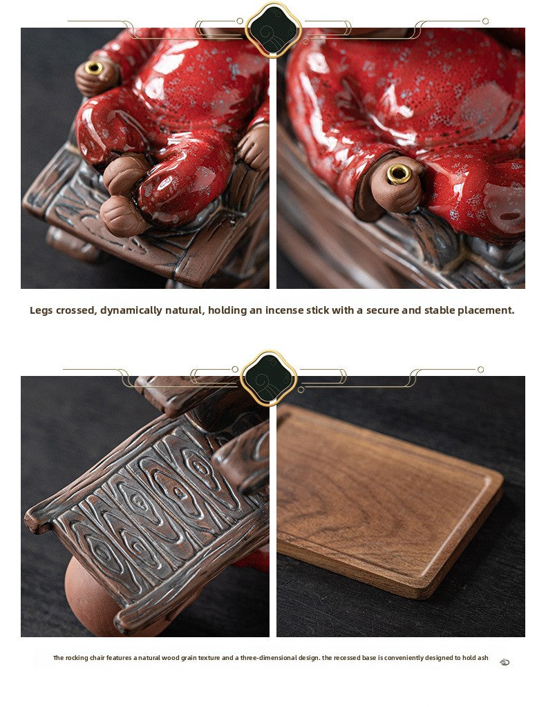 zensoullab Rocking Chair Little Monk Incense Burner Creative Incense Holder Zen Tea Room Aromatherapy Burner Ornament Incense Holder Craft