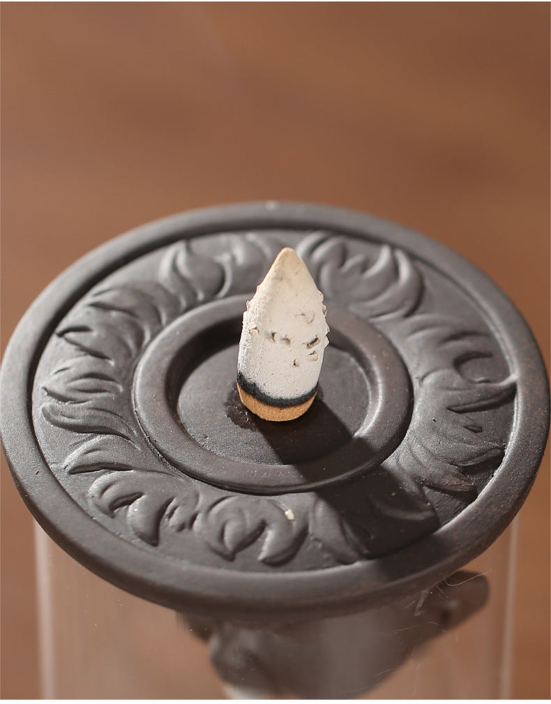 zensoullab Purple Clay Backflow Incense Burner Buddha Hand Lotus Acrylic Cover Agarwood Sandalwood Creative Home Decor Gift