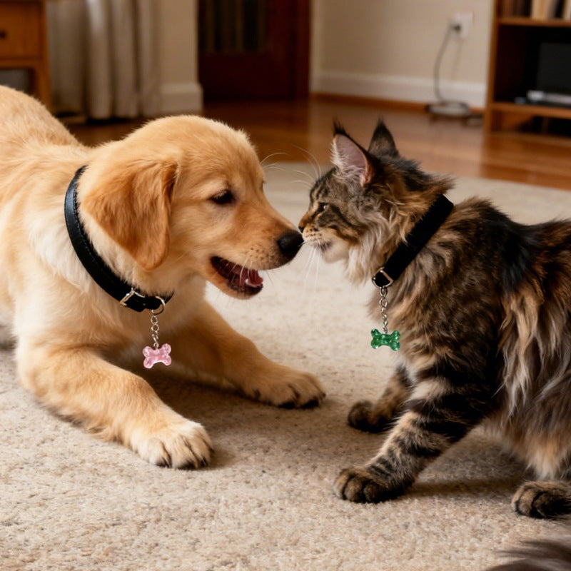 zensoullab Natural Crystal Bone Pet Dog Cat Pendant Purple Pink White Crystal Keychain Bag Charm Golden Retriever Pug