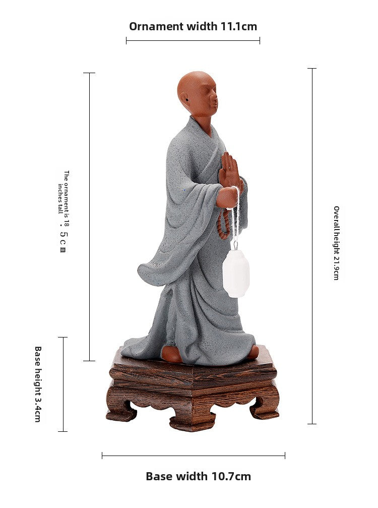 zensoullab Purple Clay Zen Buddhist Little Monk Figurine Creative Ceramic Character Home Living Room Tea Room Tea Pet Desktop Decoration