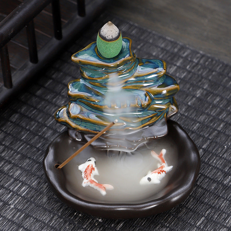 zensoullab Backflow Incense Burner Creative Home Decor Ceramic Burner Craft Pisces Backflow Kiln Change Ornamental Special Offer