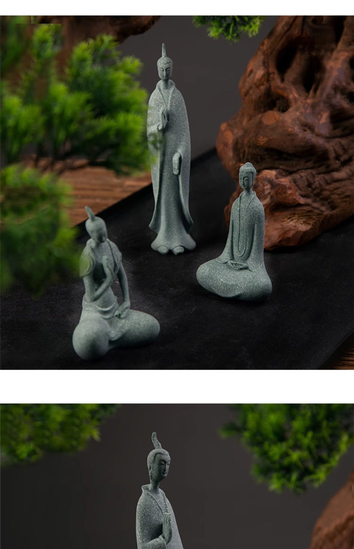 zensoullab Desktop Chinese Style Northern Wei Dynasty Buddha Statue Buddha Micro Landscape Fish Tank Landscaping Rockery Desktop Ornament Tea Pet Incense Decoration
