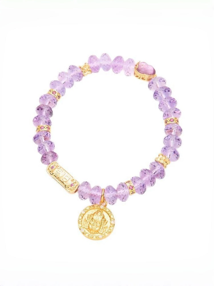 zensoullab Nine Purple Fire Cut Amethyst Bracelet for Women, Straight Cut High-end Crystal Jewelry Bracelet