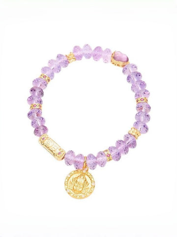 zensoullab Nine Purple Fire Cut Amethyst Bracelet for Women, Straight Cut High-end Crystal Jewelry Bracelet