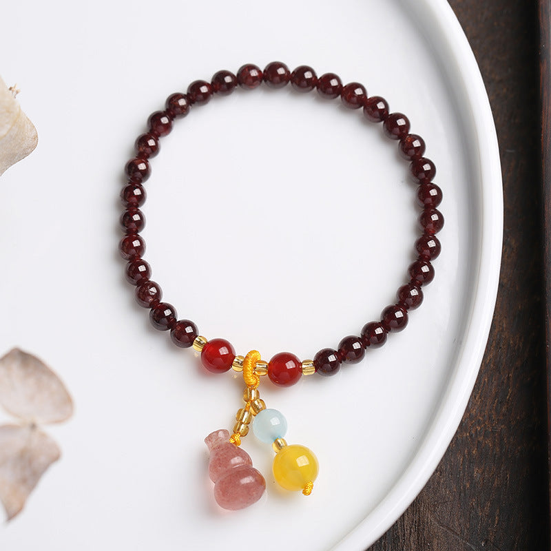 zensoullab Natural 5MM Garnet Bracelet Pendant Strawberry Crystal Gourd Crystal Bead Jewelry