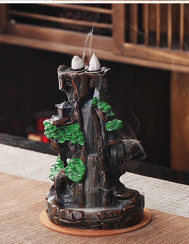 zensoullab Creative Mountain Water Backflow Incense Burner High-end Large Incense Burner Water Flow Incense Tea Ceremony Home Decoration Backflow Incense