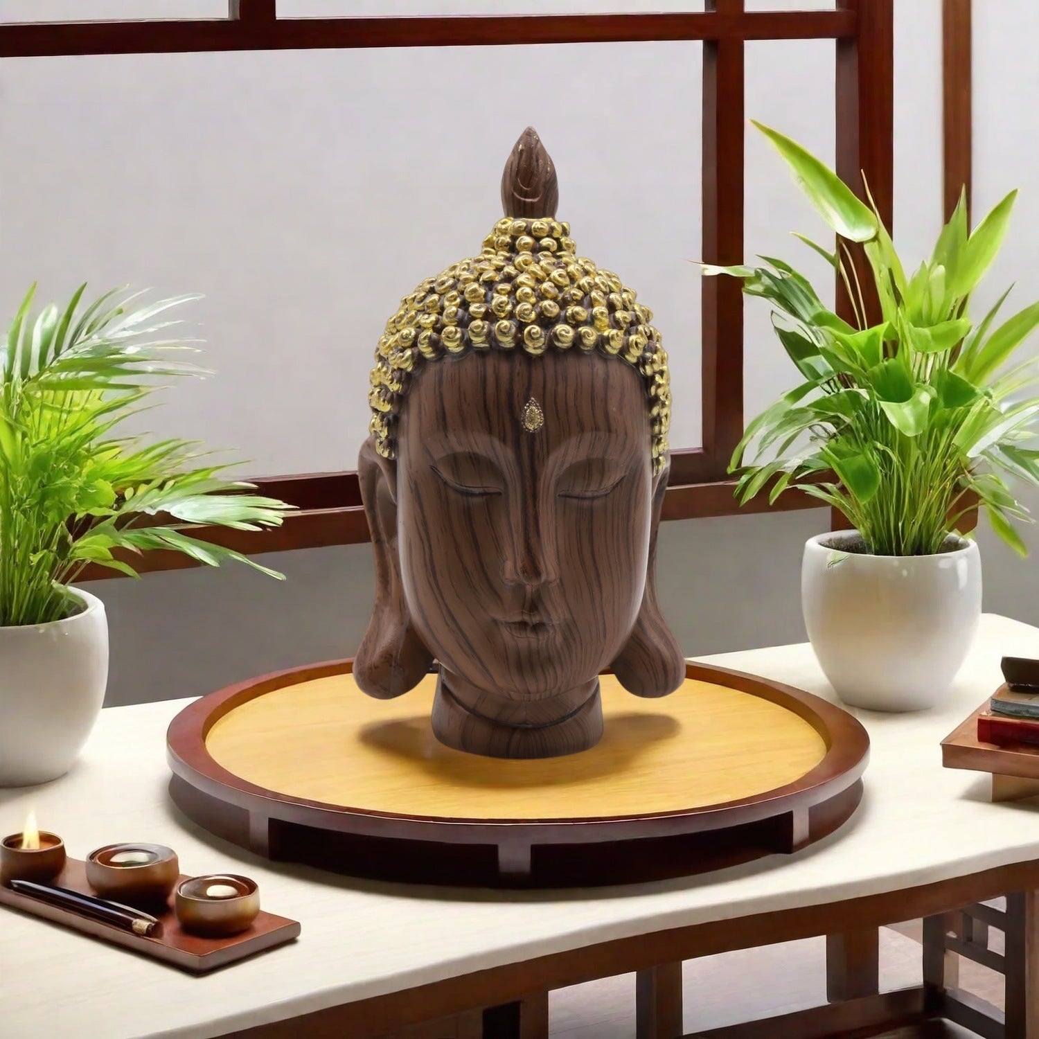 zensoullab Southeast Asian Buddha Statue Buddha Head Ornament New Chinese Zen Resin Craft Living Room Tea Room Home Retro Decoration