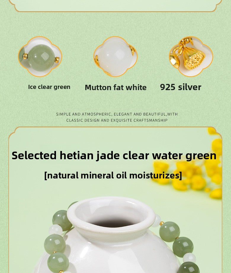 Zensoullab Natural Xinjiang Hetian Jade ICE CLEAR White Bracelet Female National Style Niche Bracelet