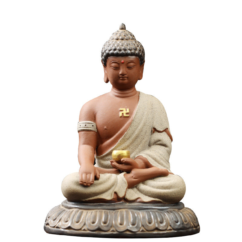 Zensoullab Zen Ceramic Sakyamuni Buddha Ornaments Vairocana Buddha Home Living Room Entrance Decorations Worship Furnishings