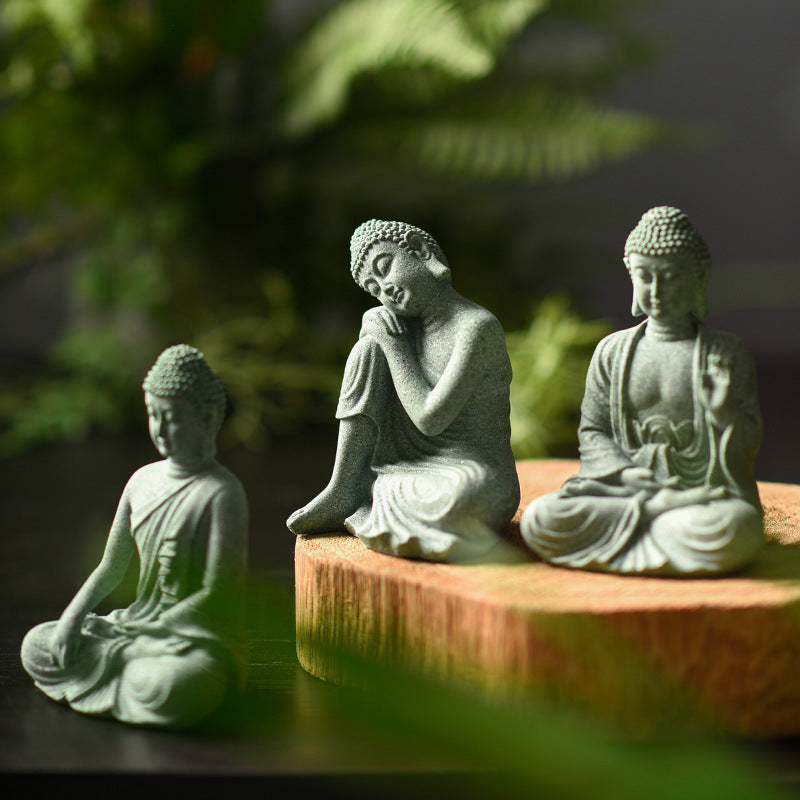 zensoullab New Buddha Statue Crafts Zen Fish Tank Landscape Ornament New Chinese Style Creative Entrance Home Decoration