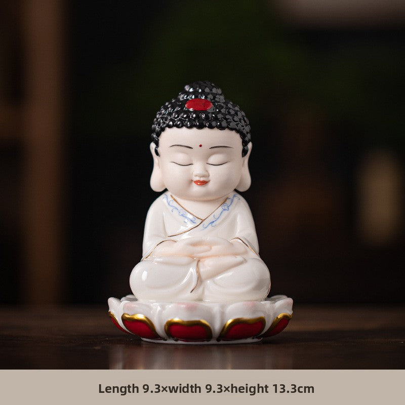 zensoullab Zen Style Chinese Ceramic Three Saints Buddha Guanyin Ksitigarbha Desktop Small Ornaments Creative Home Living Room Household Decorations
