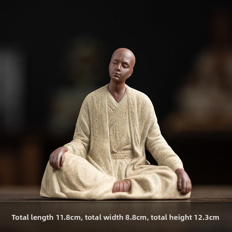 zensoullab Zen Purple Clay Little Monk Tea Pet Figurine Character Tea Ceremony Tea Room Tea Space Desktop Tea Table Tea Set Tea Table Decoration