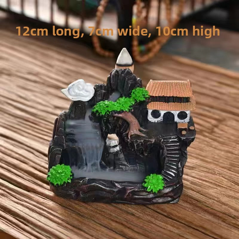 Zensoullab Resin Carving High Mountain Flowing Water Backflow Agarwood Stove Home Indoor Zen Sandalwood Incense Burner Tea Ceremony Decoration Zen Incense Burner