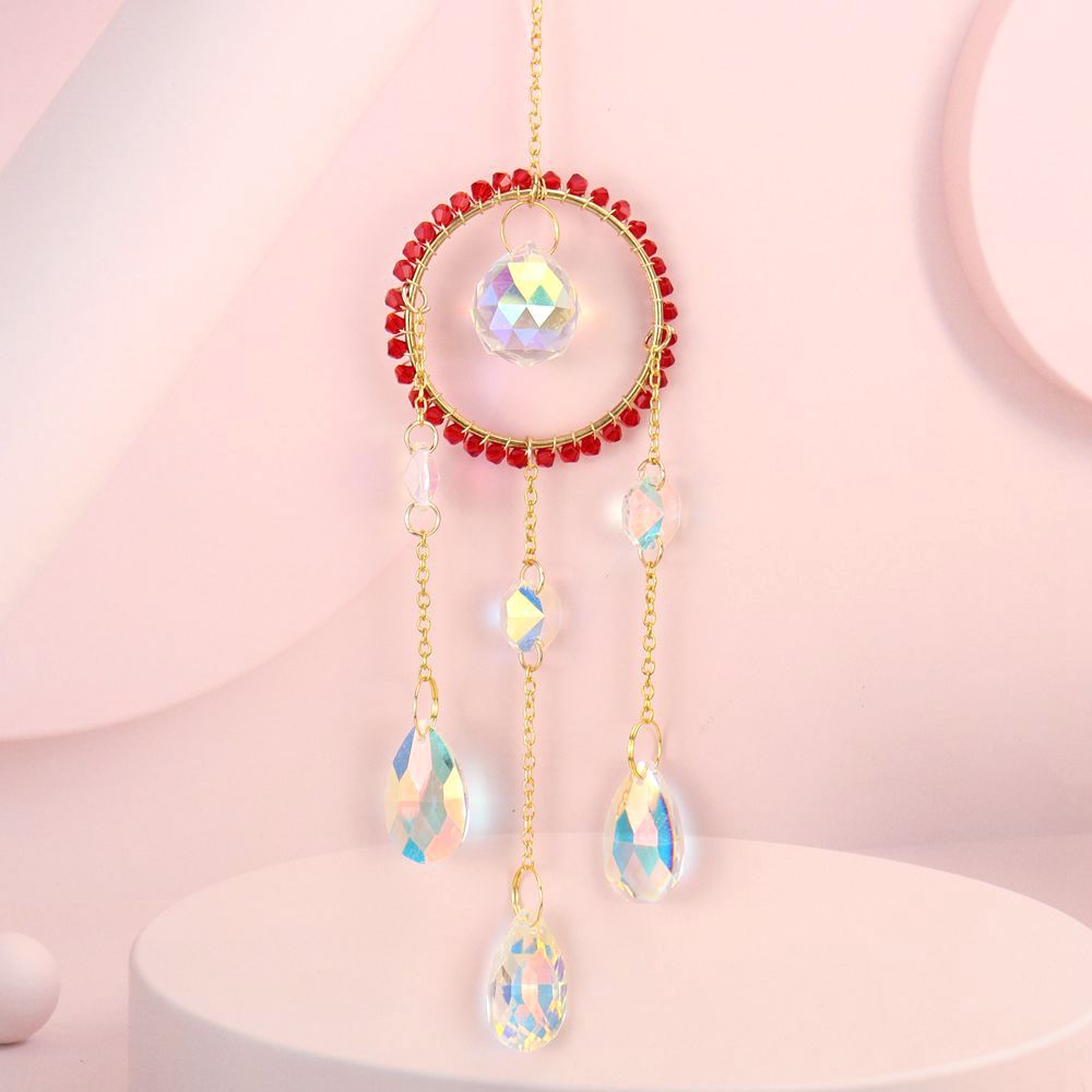 zensoullab Handmade Silk-wrapped Moon Star Crystal Sun Catcher Curtain Hanging Ornament Garden Decoration