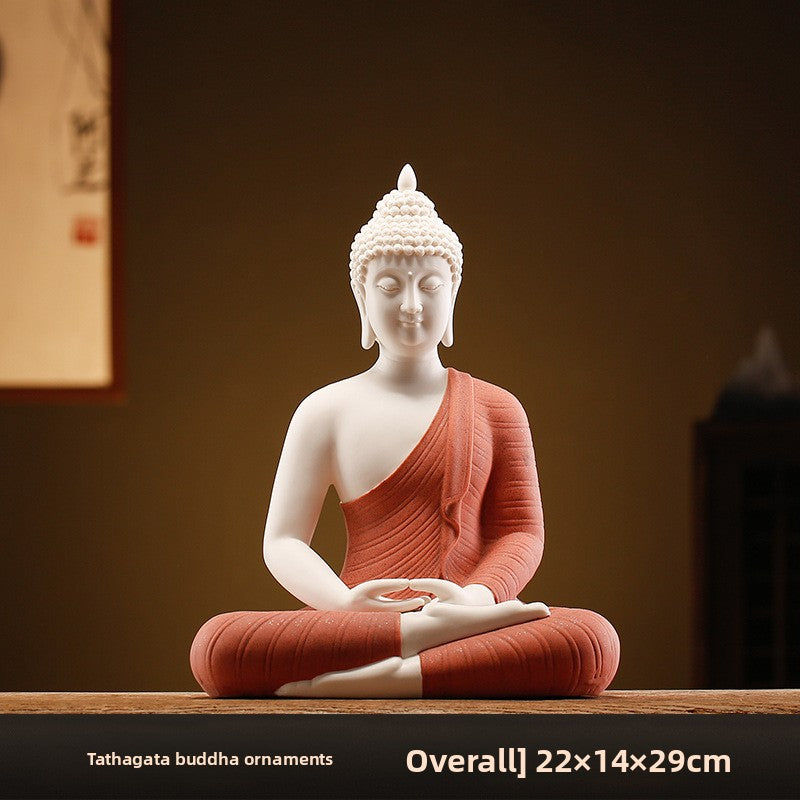 zensoullab Zen New Chinese Style Shakyamuni Buddha Lamp Circle Ornament Creative Home Interior Decoration Living Room Entrance Worship