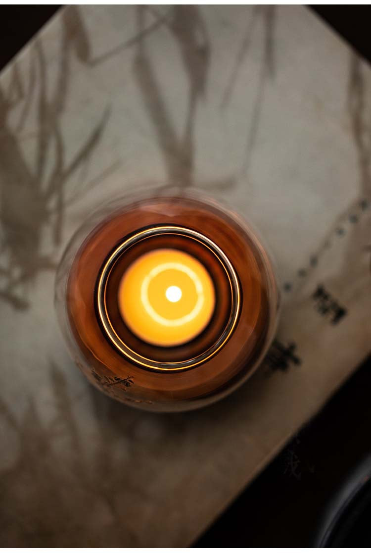 zensoullab Japanese Style Glass Candle Holder Creative Ornament Candle Romantic Home Zen Retro Aromatherapy Windproof Table Cover Desktop Decoration