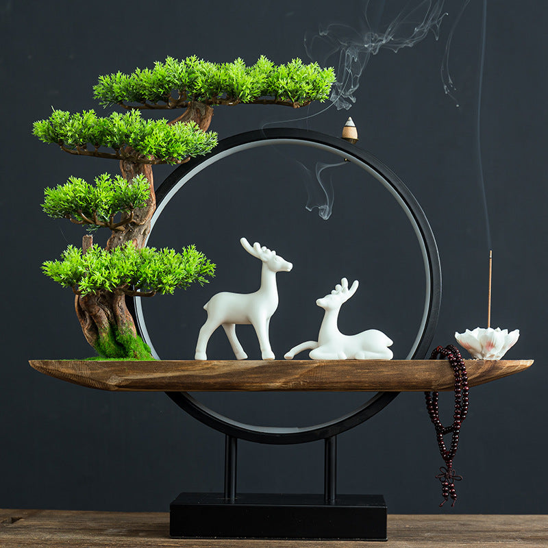 zensoullabled Lamp Circle Base Zen Backflow Incense Burner Chinese Style Home Entrance Decoration Office Tea Room Aromatherapy Burner Household