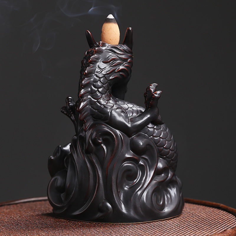 Original Classic Chinese Dragon Backflow Incense Burner Creative Ceramic Large Dragon Playing with Pearls Incense Burner Home Decor