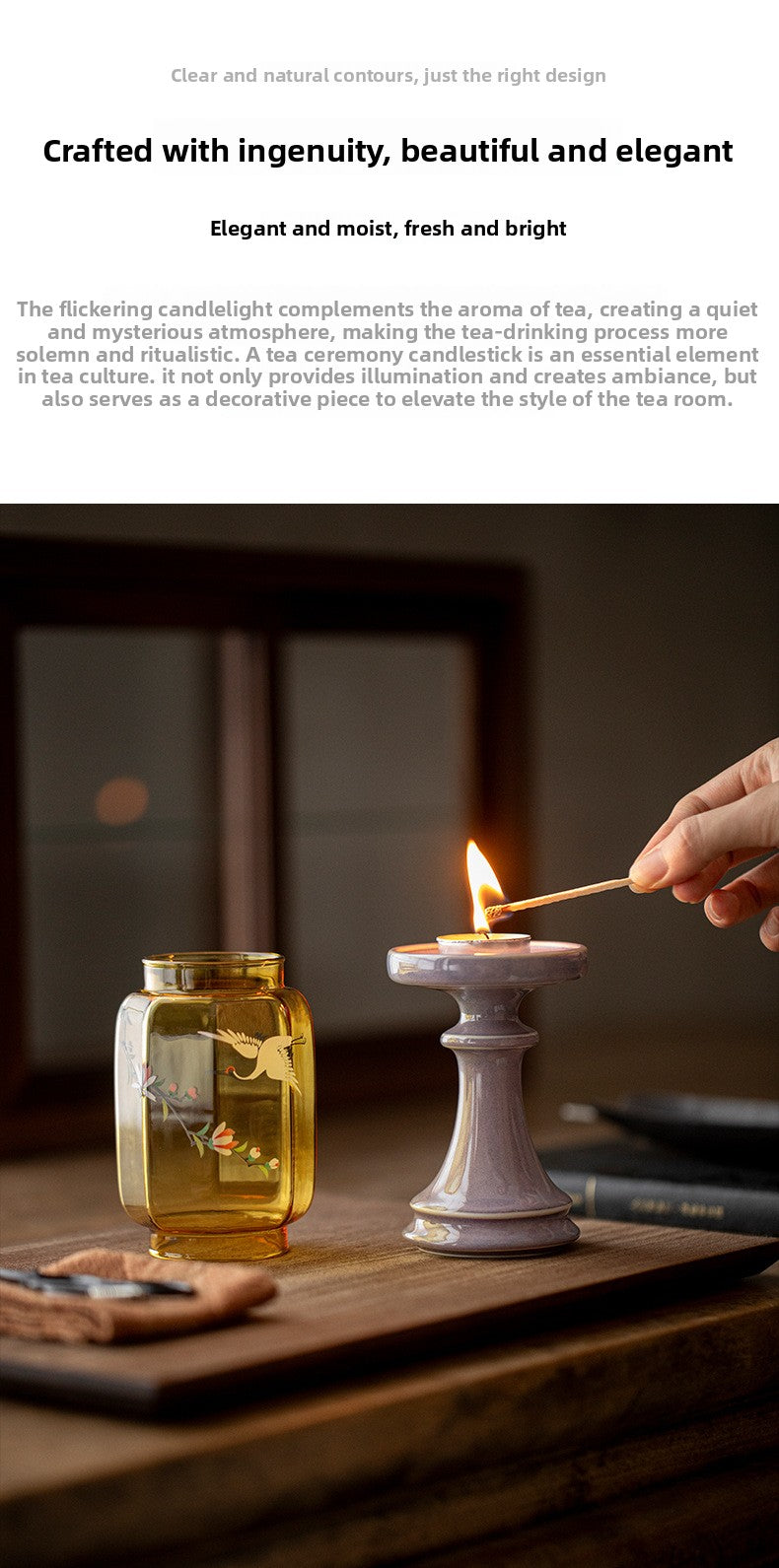 zensoullab Chinese Style Aromatherapy Candle Glass Candle Holder Lamp Zen Tea Room Atmosphere Lamp Home Floor Candle Lamp Decorative Ornament