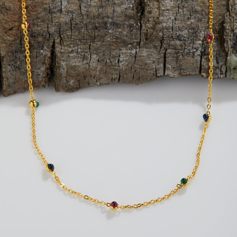 zensoullab Three-Color Natural Steel Jade Dopamine Necklace S925 Sterling Silver Starry Sky Clavicle Chain