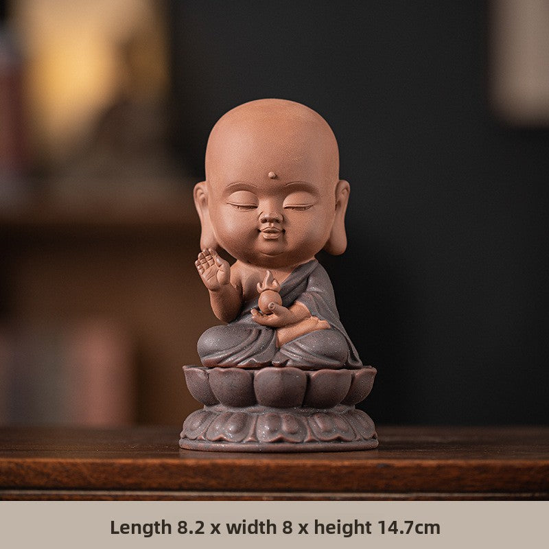 zensoullab Zen Chinese Style Saha Three Saints Desktop Ornament Creative Home Ceramic Buddhist Living Room Entrance Display Shelf Decoration