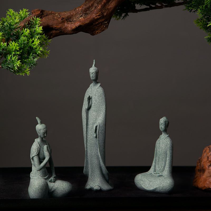 zensoullab Desktop Chinese Style Northern Wei Dynasty Buddha Statue Buddha Micro Landscape Fish Tank Landscaping Rockery Desktop Ornament Tea Pet Incense Decoration