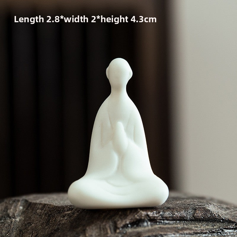 zensoullab Mini Ceramic Fingertip Small Buddha Zen White Porcelain Formless Buddha Little Monk Bonsai Fish Tank Micro Landscape Decoration Ornament