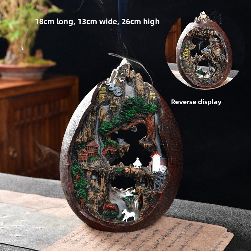 zensoullab Creative Resin Large Great Wall Backflow Incense Burner Home Decor Craft Ornament Incense Holder Incense Seat Backflow Aromatherapy Burner
