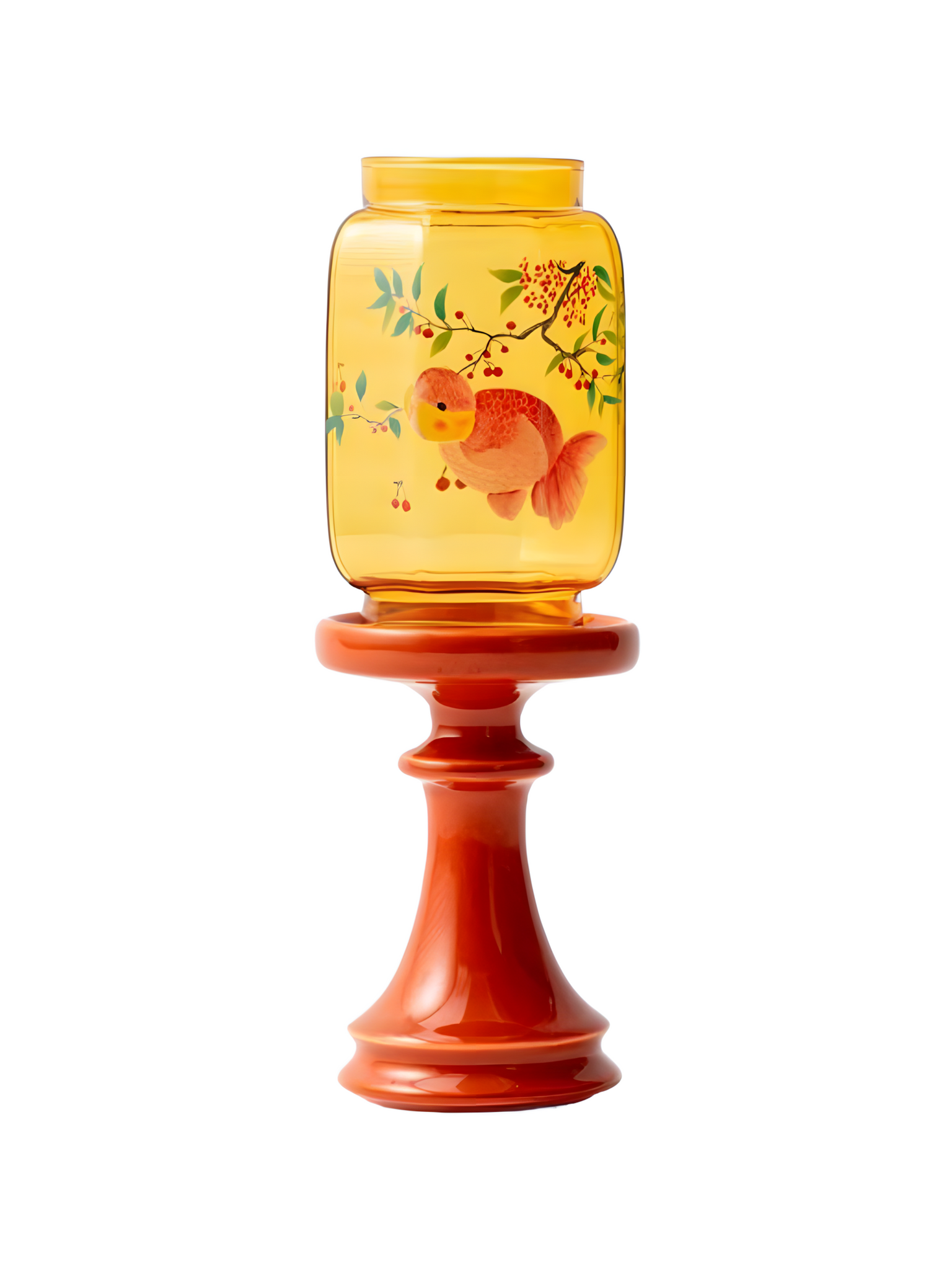 Zensoullab Blessed Light of Serenity · Cherry Goldfish Chinoiserie Candle Holder | Meditation Glass Lamp