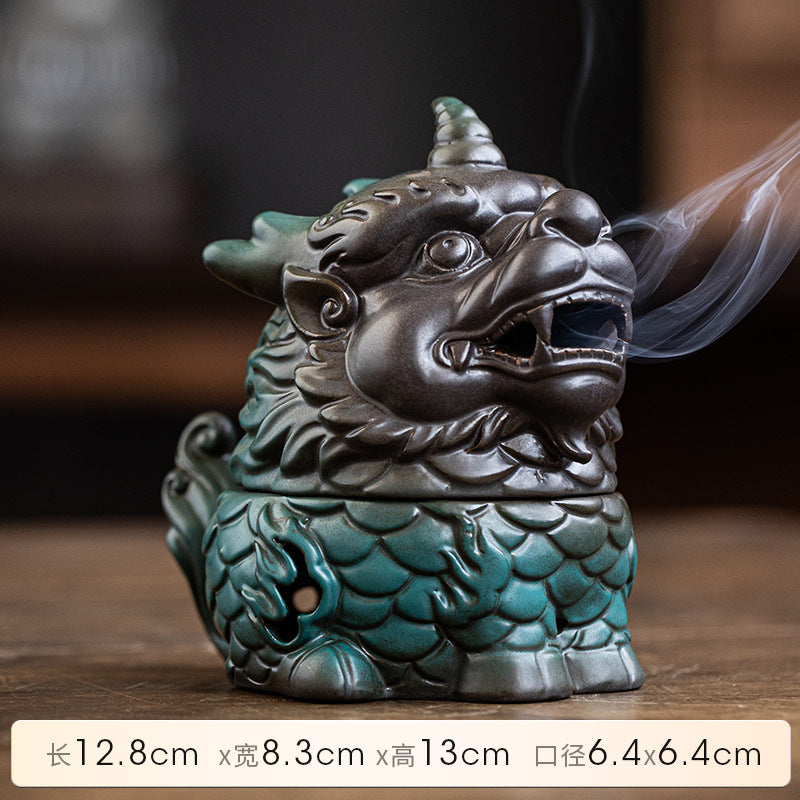 zensoullab Kirin Incense Burner Wealth-Attracting Divine Beast Agarwood Sandalwood Tea Table Home Indoor Incense Ceremony New Chinese Zen Ceramic Ornament