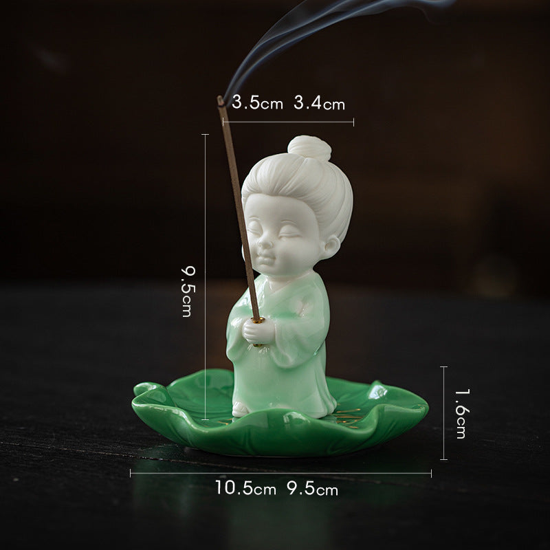 zensoullab Chinese Style Celadon Small Taoist Incense Holder Incense Stand Home Indoor Sandalwood Agarwood Incense Burner Zen Tea Room Incense Burner Incense Holder