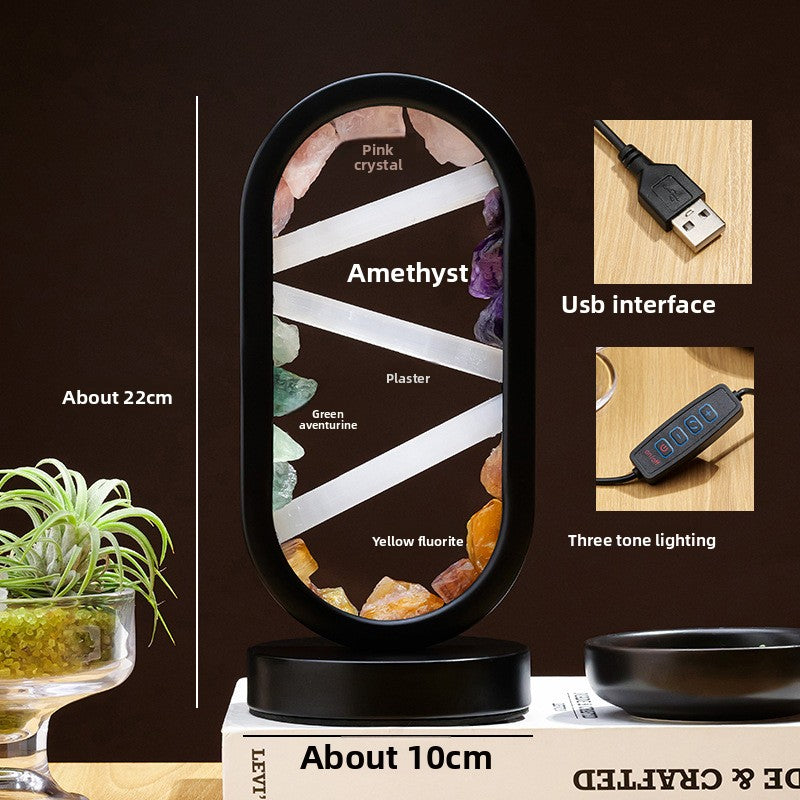 zensoullab Natural Crystal Lamp Pink Crystal Gypsum Raw Stone Night Light Bedroom USB Bedside Festival Atmosphere Lamp