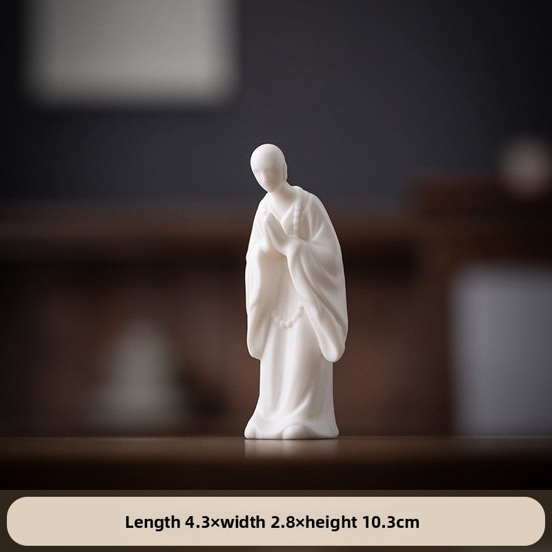 zensoullab Chinese Style Little Monk Home Decor Ceramic Zen Unphase Buddha Tea Ceremony Fish Tank Landscaping Micro Landscape Bonsai Decoration