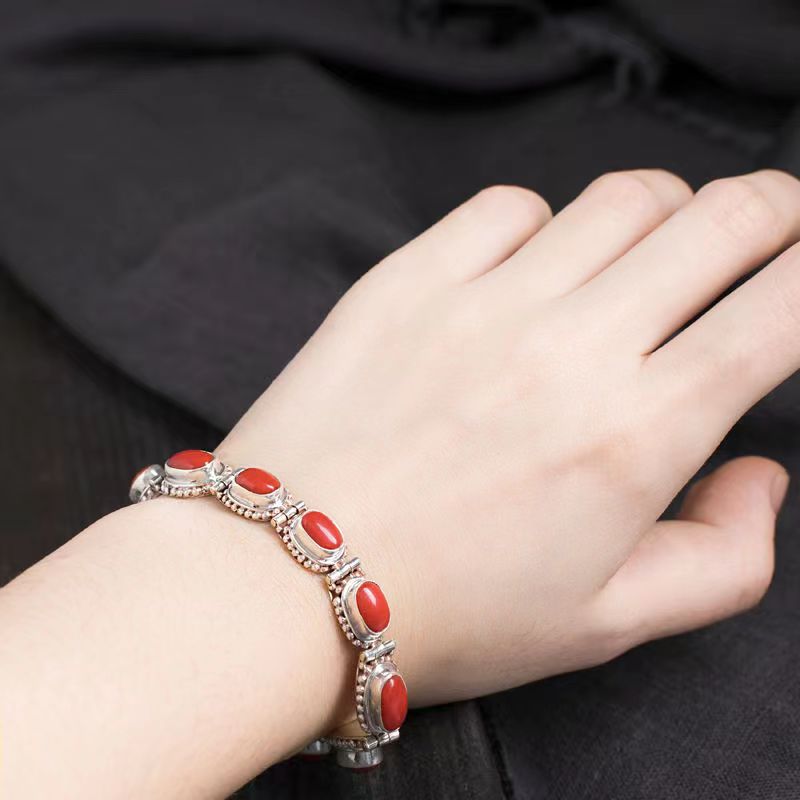 Zensoullab India Nepal Handmade Refined Ornament Inlaid Gemstone Bracelet Wrist Ring Female Tibetan Creative Retro Ethnic Style