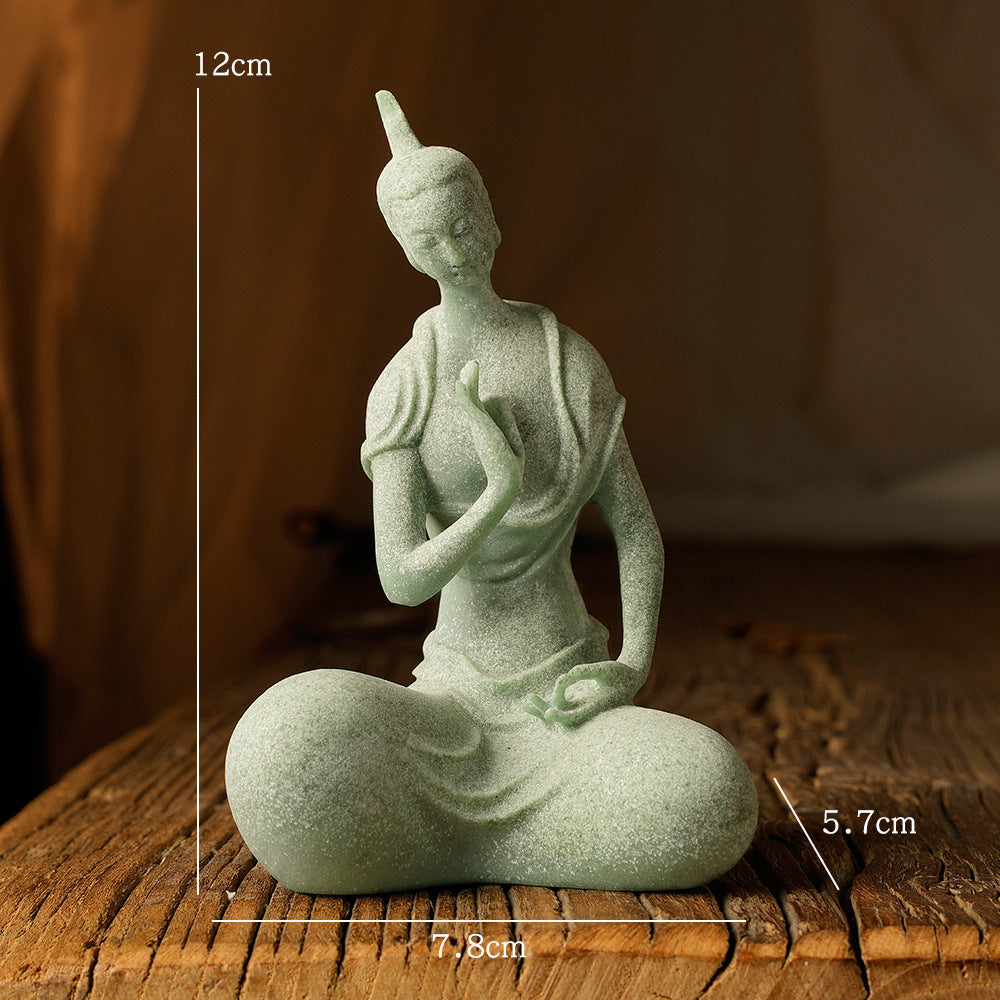 zensoullab Large Desktop Chinese Style Buddha Figurine Micro Landscape Fish Tank Landscaping Rockery Gardening Desktop Ornament Tea Pet Incense Decoration