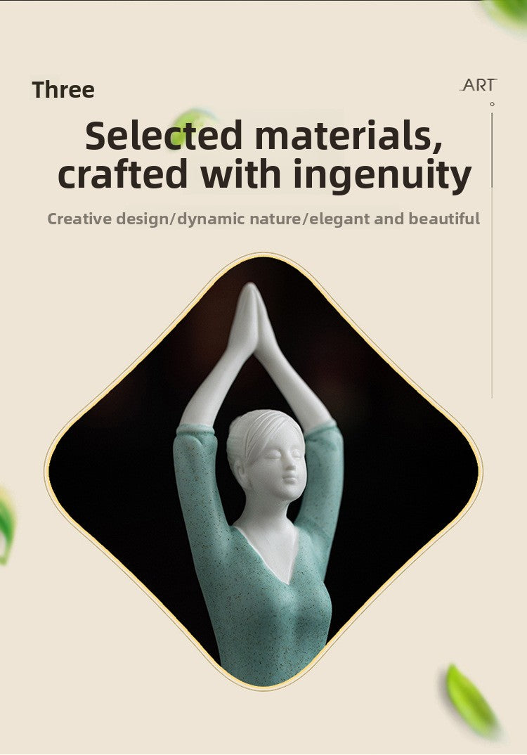 zensoullab Simple Ceramic Crafts Purple Clay Yoga Girl Modern Ornament Creative Figure Artwork Yoga Studio Gift