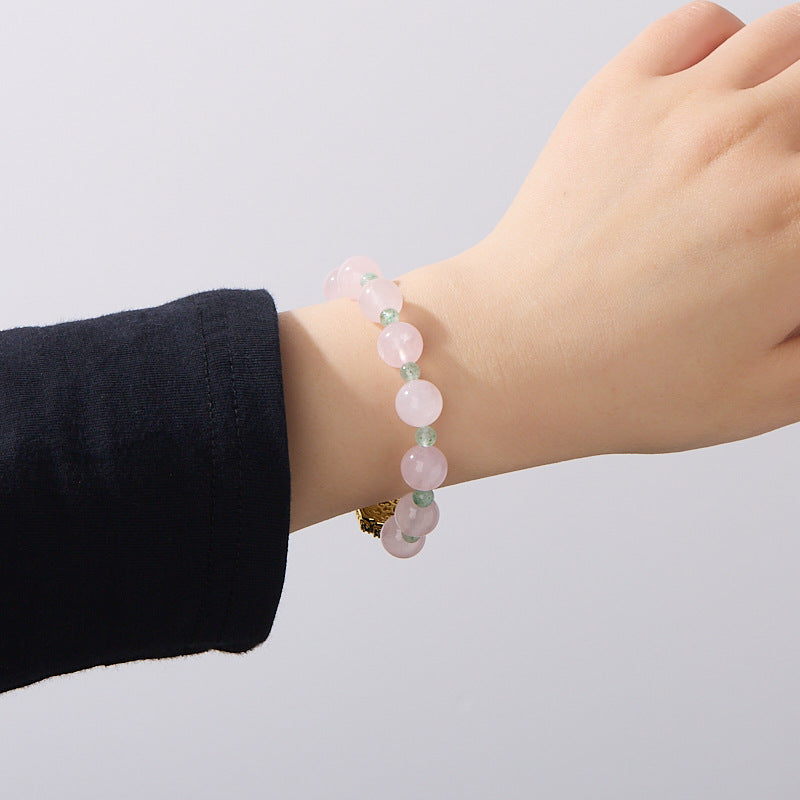 Zensoullab Natural 10mm Pink Crystal Bracelet Female Blue Water Jade Huapai Yunshuiyao New Chinese Bracelet