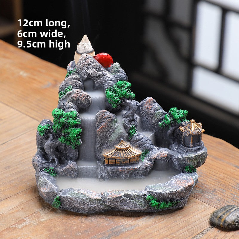 zensoullab Large Backflow Incense Burner Mountain Water Purple Aura Resin Craft Personalized Ornament Agarwood Sandalwood Chinese Incense Tube