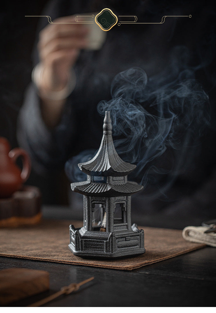 Zensoullab Creative Ceramic Hexagonal Pavilion Tower Incense Burner Home Indoor Incense Burner Zen Tea Room Incense Box Decoration the Machine of Incensing