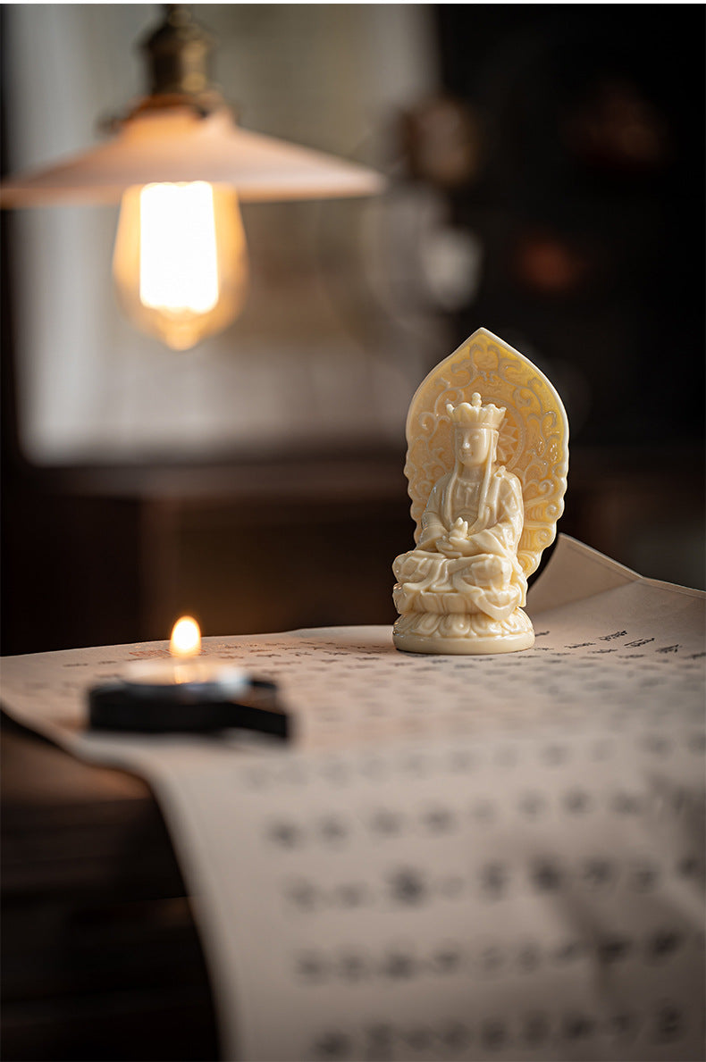 zensoullab Neoclassical Western Three Saints Figures Buddha Statue Ornaments Amitabha Bodhisattva Guanyin Decorations Resin Crafts